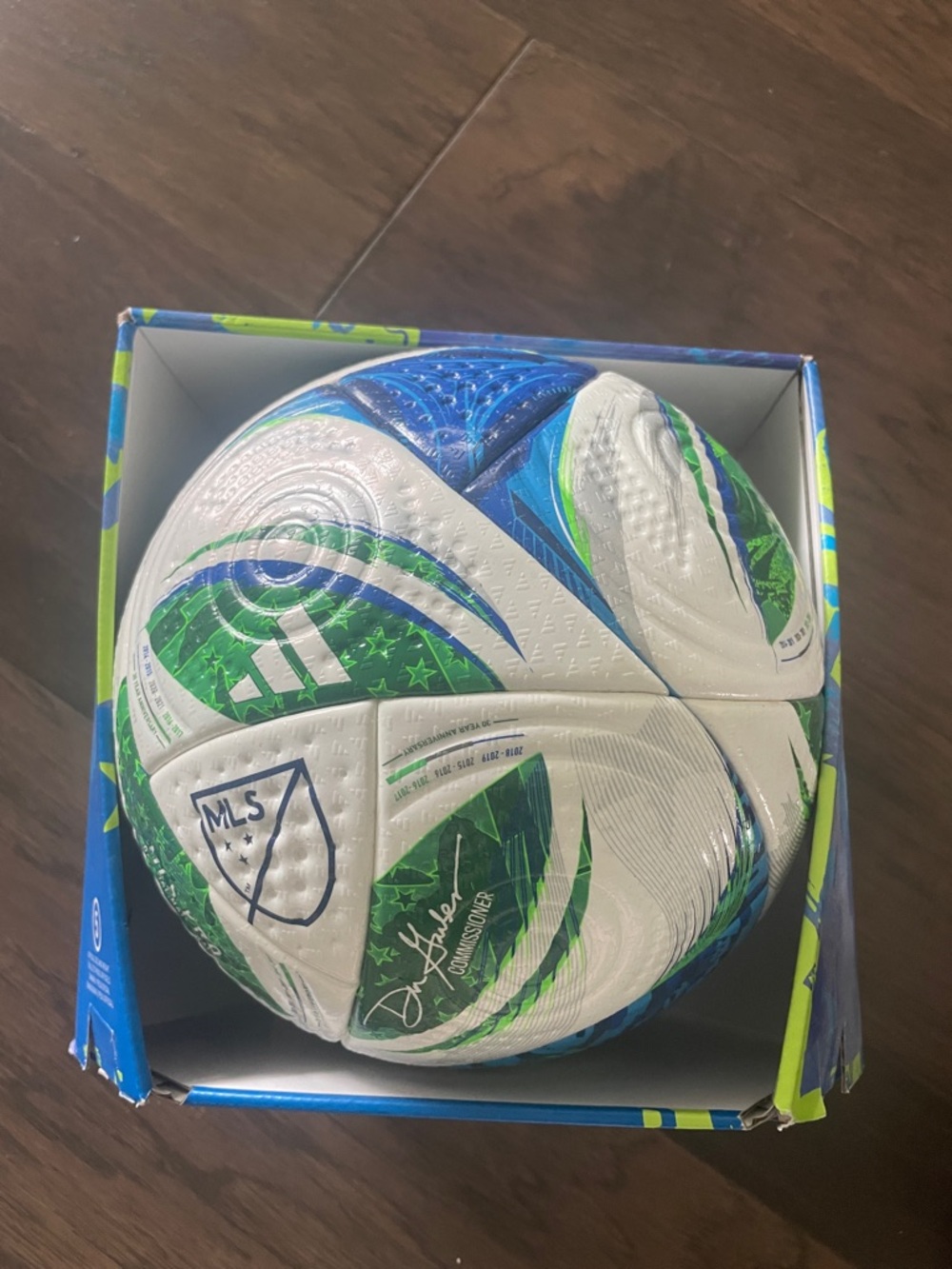 MLS Pro Match Soccer Ball - White, Green & Blue - Picture 3 of 3